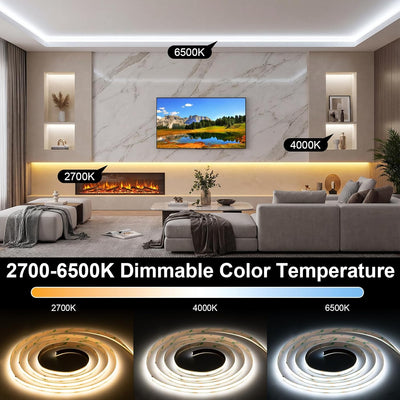 Tira Luz LED COB CCT 608LED Regulable 2700K-6500K