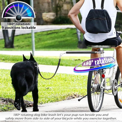 Correa bicicleta perro sistema giratorio 180° cuerda acero