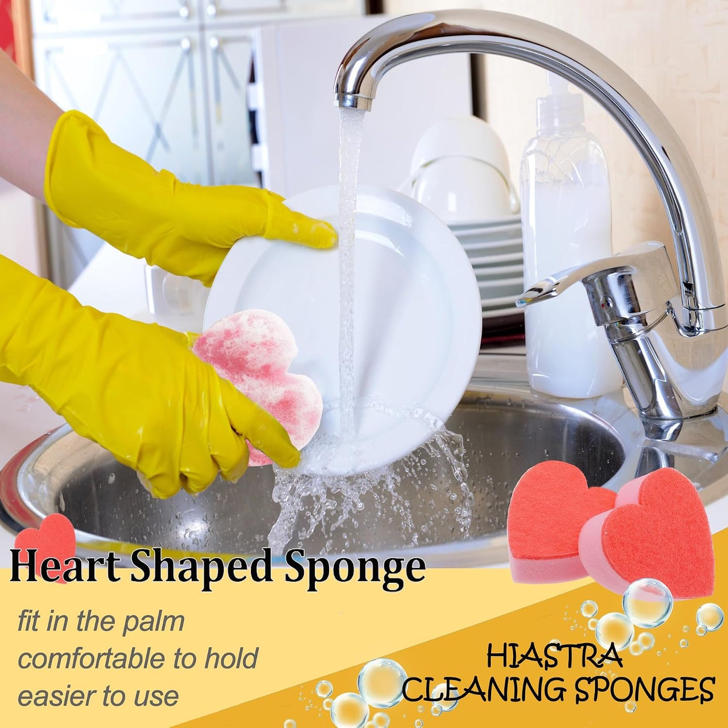 Esponja exfoliante corazón doble cara para cocina y hogar 6 pzas