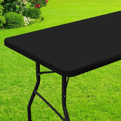 Mantel rectangular de pícnic elástico impermeable para mesa de 3 pies poliéster lavable negro 24x36