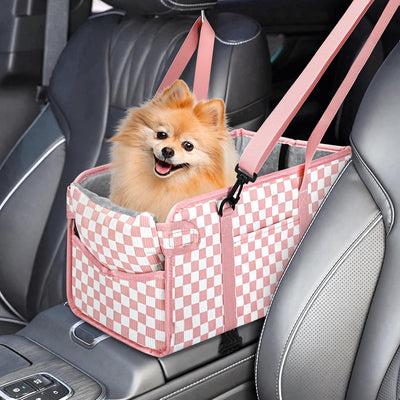 Asiento elevador perros pequeños cuadros rosados