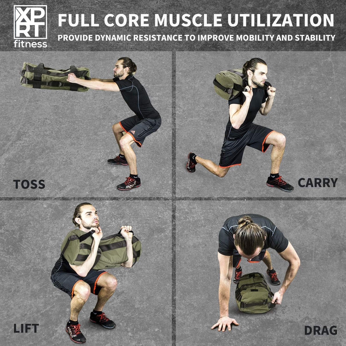 Bolsa arena entrenamiento resistente 7 asas verde