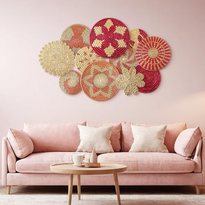11 Pzas Cestas Junco Boho Colgantes Decoración Rústica