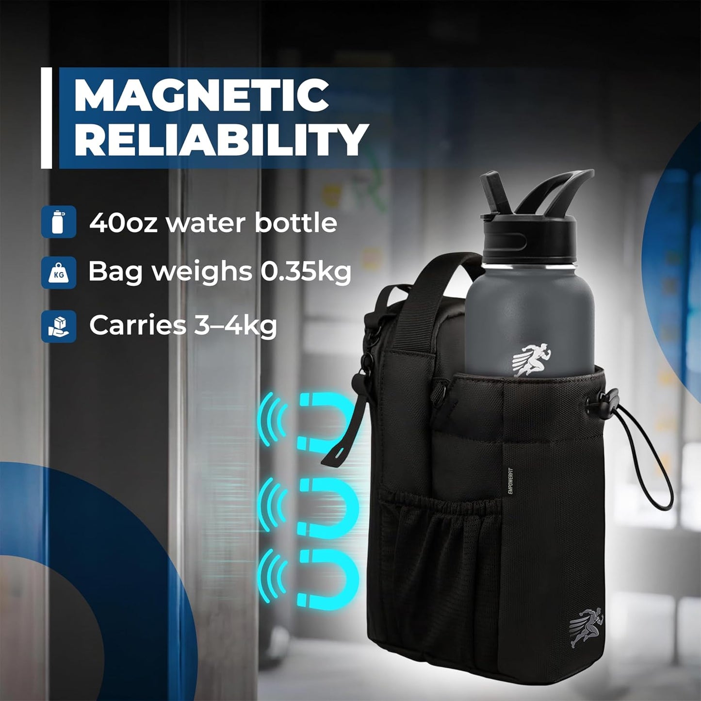 Bolsa magnética botella 40oz correa bolsillo teléfono gimnasio