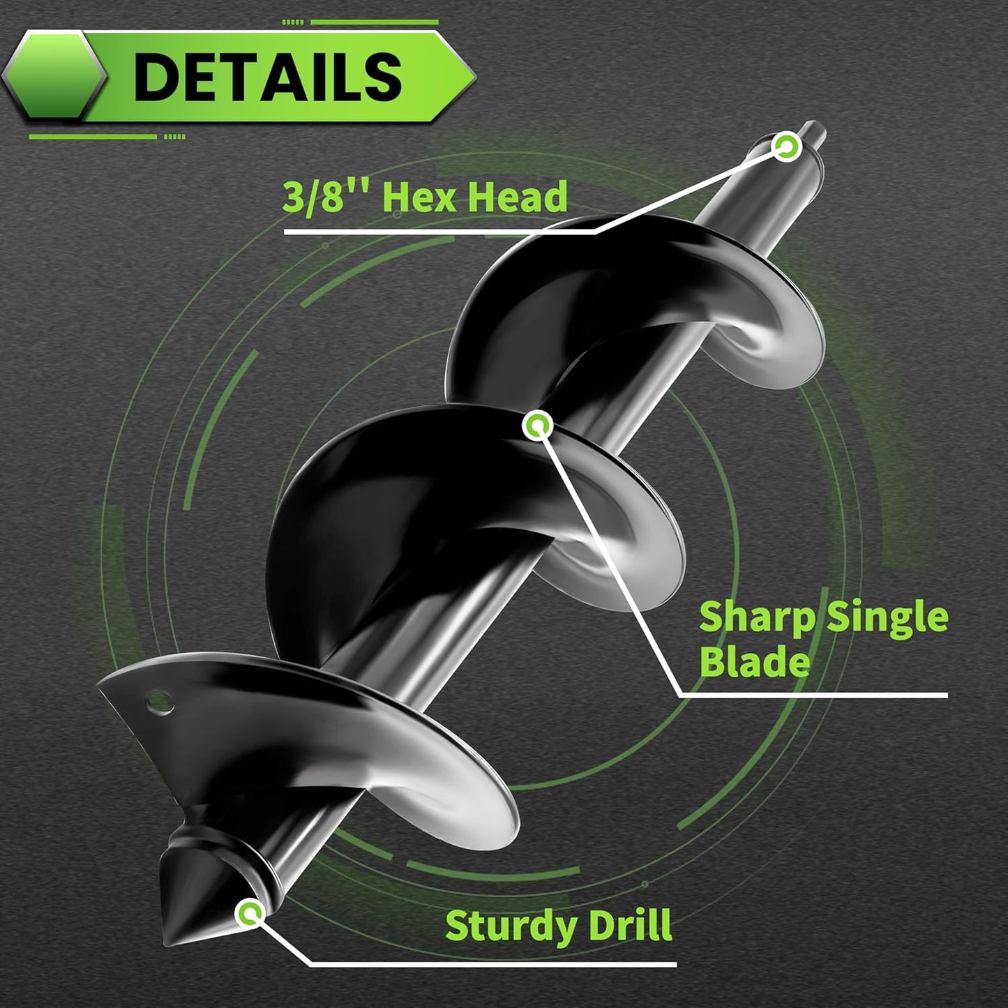Broca taladro espiral 3.5x16pulg para plantar bulbos
