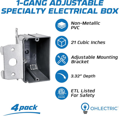 Caja eléctrica PVC 1 banda 21 Cu in. con GFCI y receptáculos