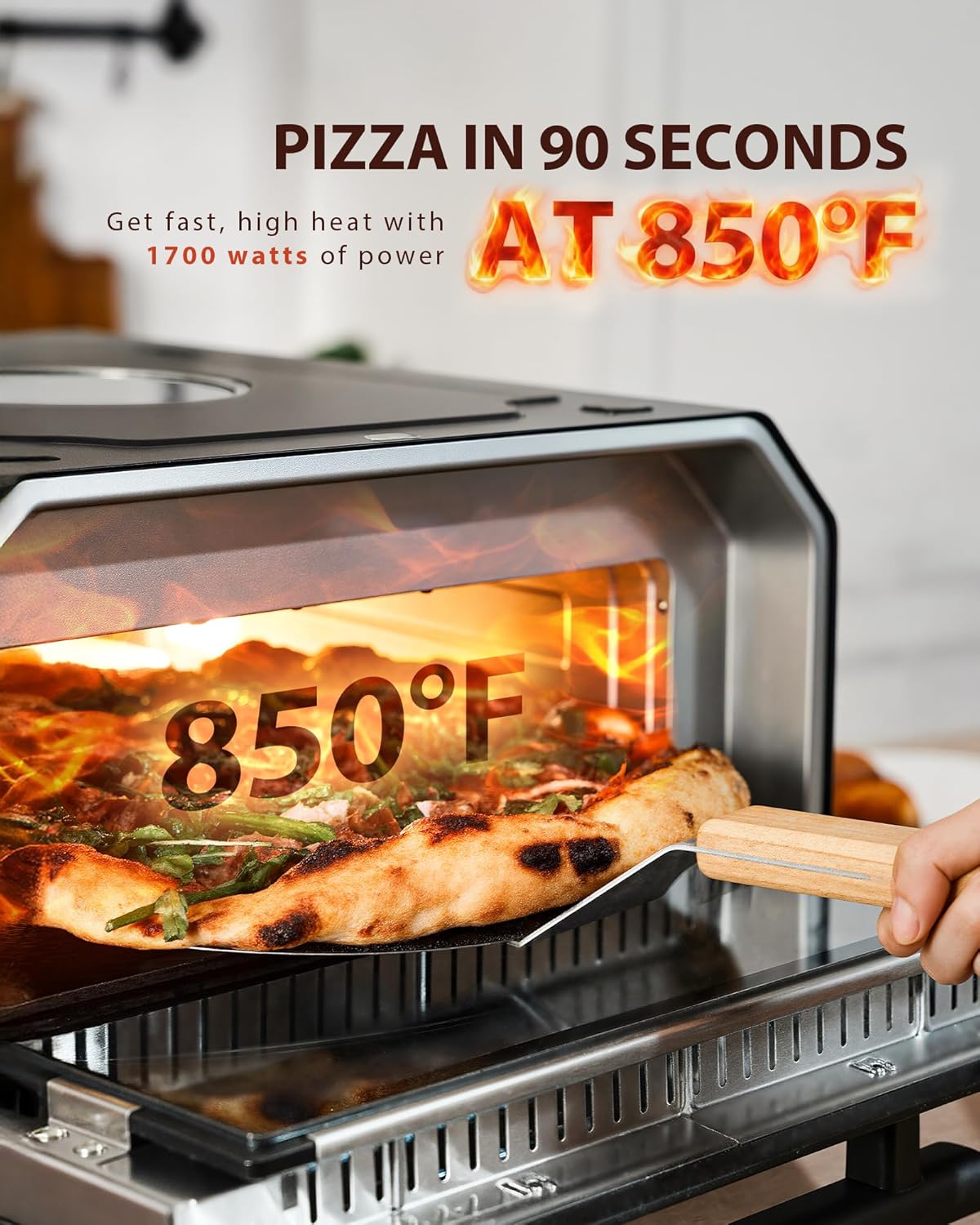 Horno eléctrico pizza 12en1 850°F con piedra