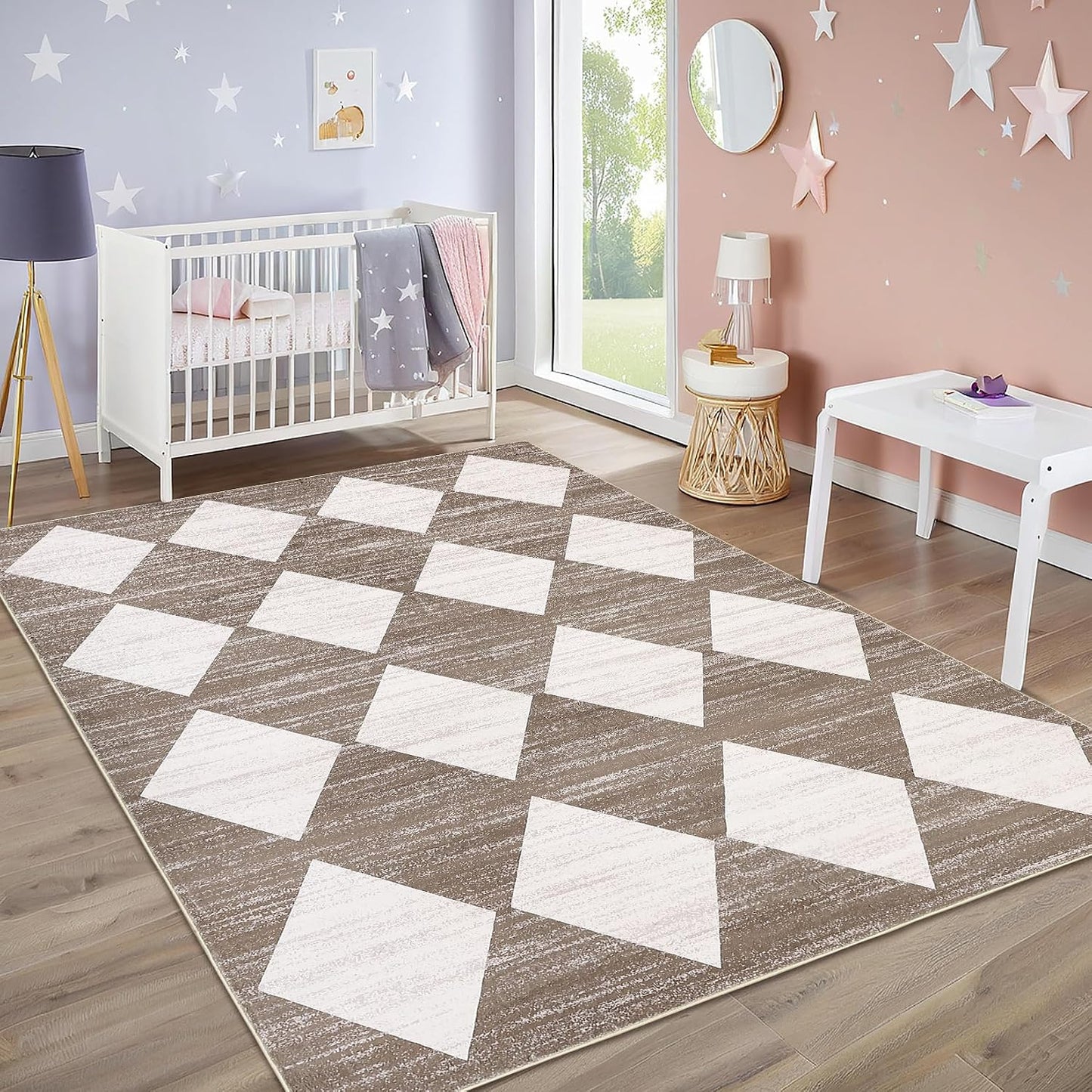 Alfombra lavable 8x10ft cuadros antideslizante sala dormitorio