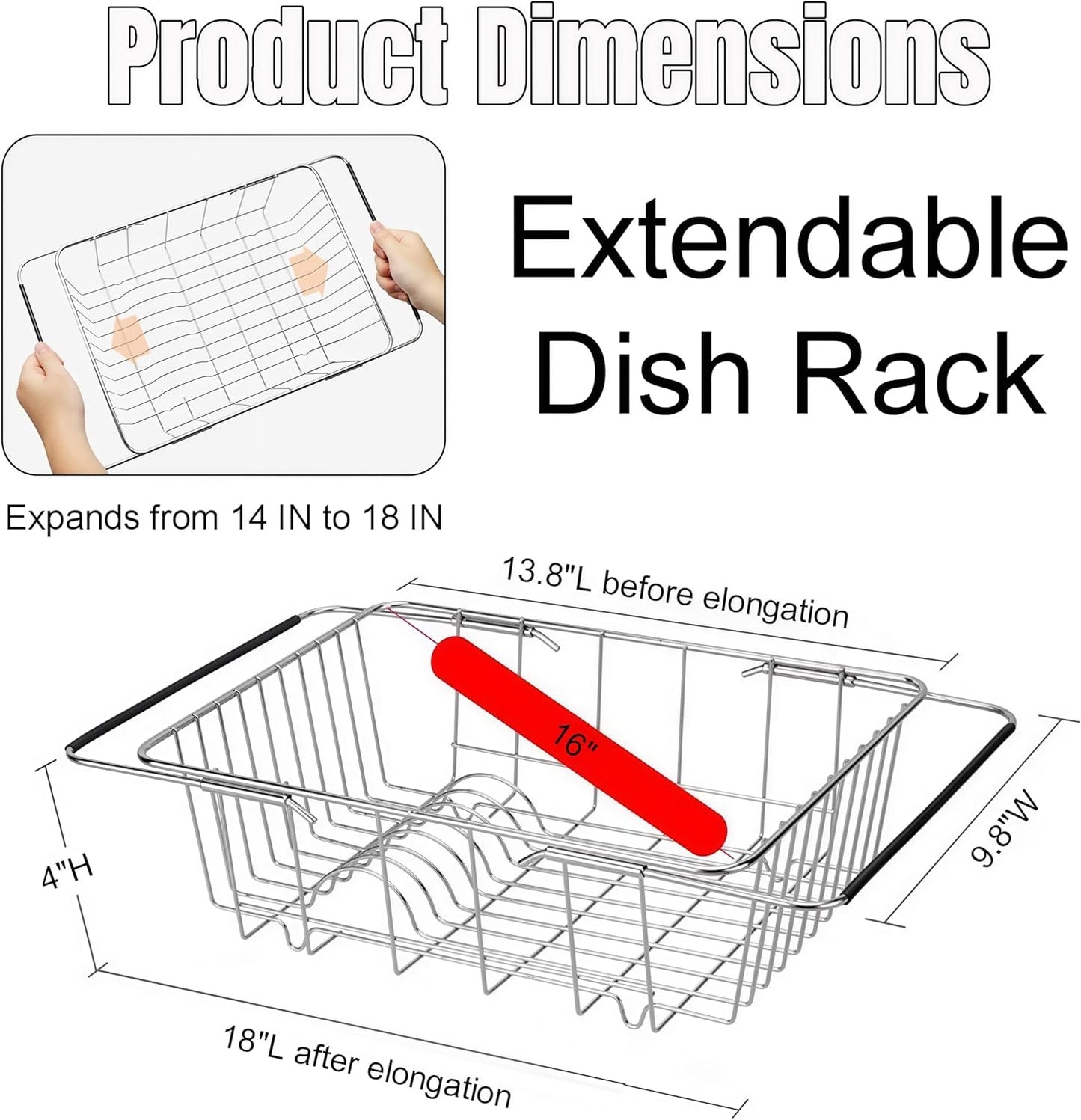 Estante para secar platos de acero inoxidable sin oxidar para fregadero