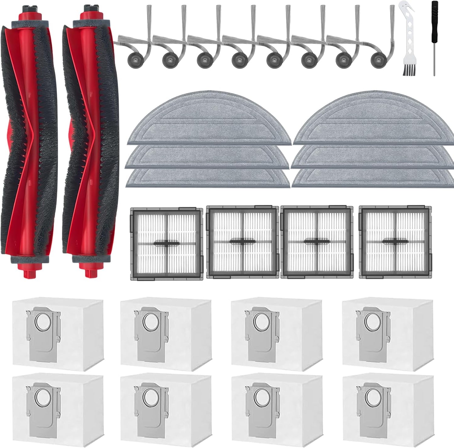 Kit 30 Pzas Repuesto Roborock Q10 Cepillos y Filtros HEPA