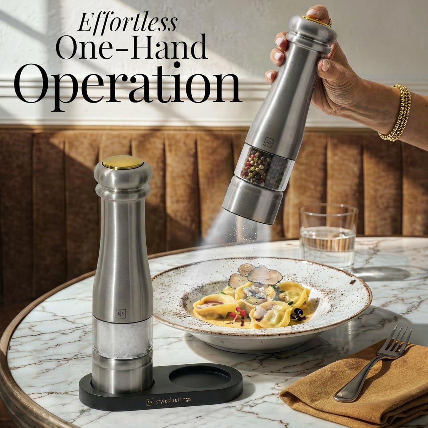 Juego molinillo sal y pimienta acero inox con luz LED