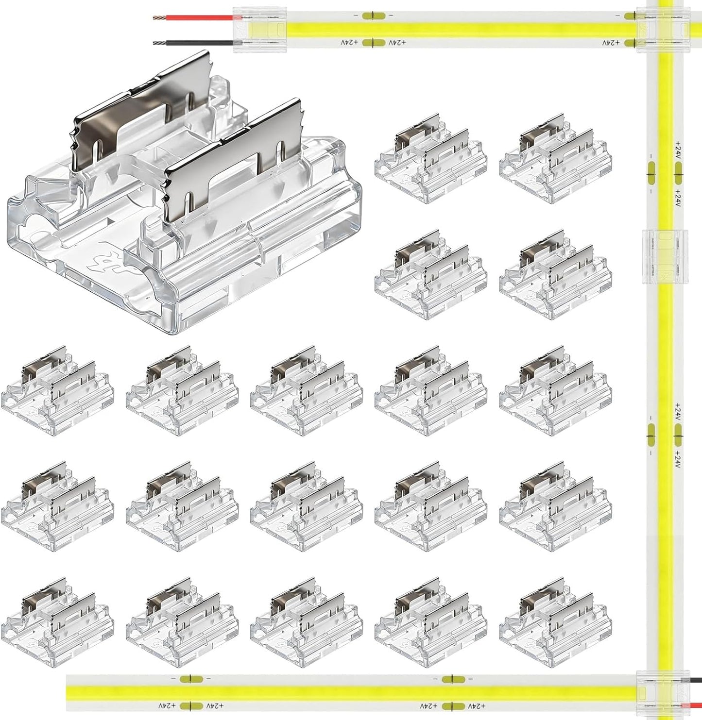 Pack 20 conectores tira LED 8en1 para COB/SMD 2835/3528