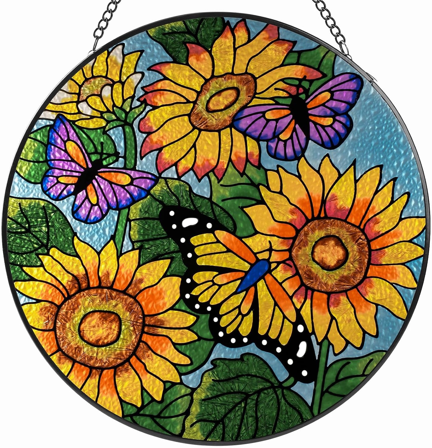 Colgante vidrieras decoración pintada girasol 10pulg