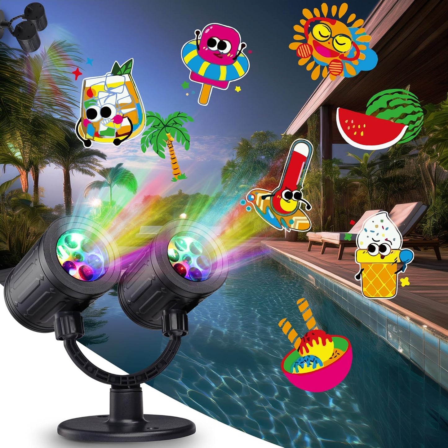 Proyector LED doble cabezal para piscina y exterior