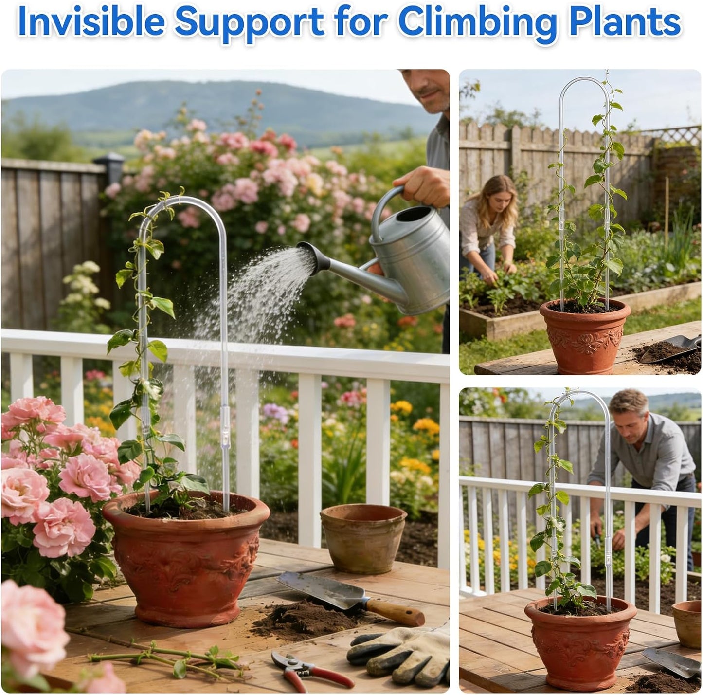 2 Soportes Acrílicos en U para Plantas 23pulg Interior Exterior