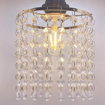 Lámpara cristal pantalla colgante cuentas 6pulg dorado