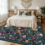 Alfombra bohemia lavable 5x7ft pelo bajo color verde oscuro