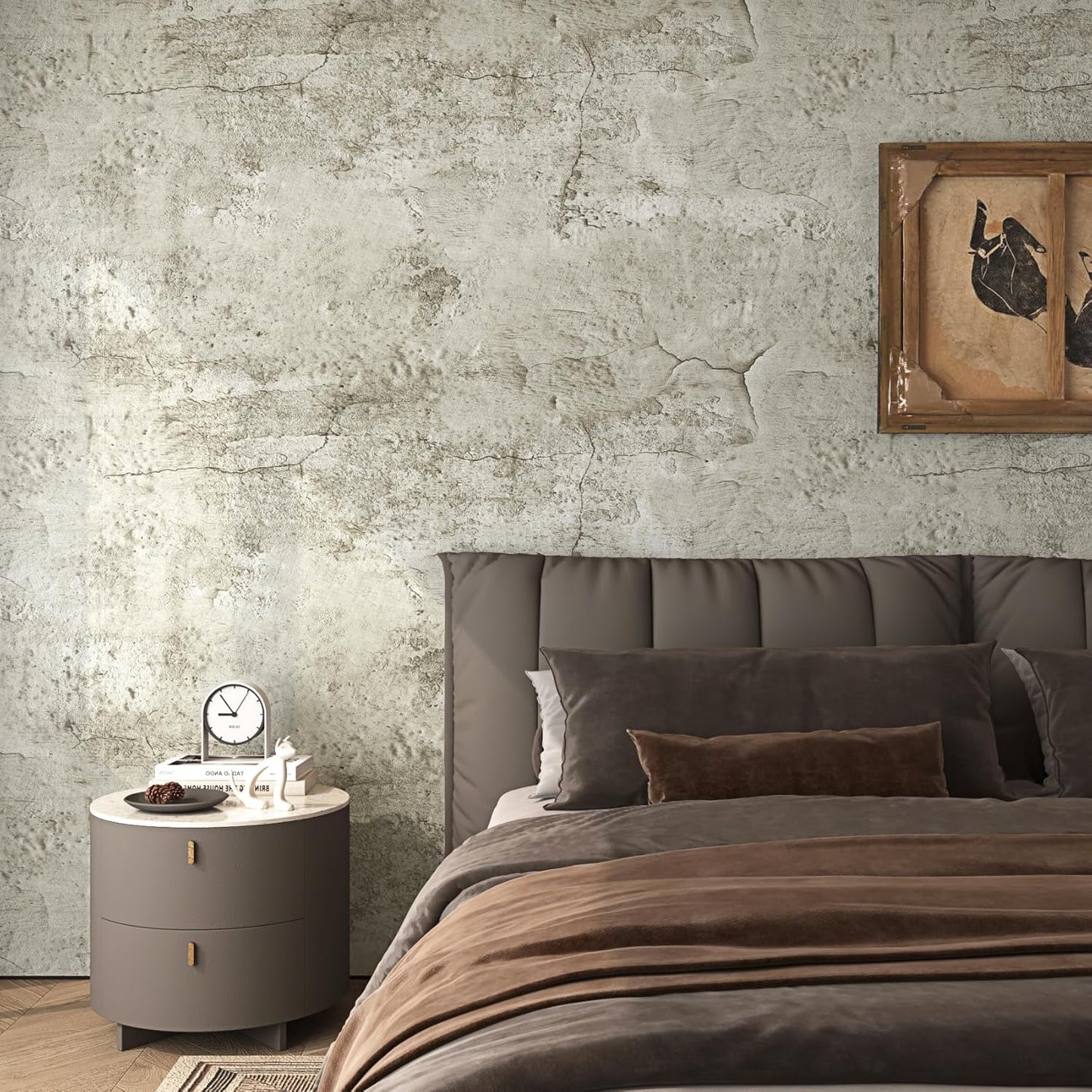 Papel tapiz cemento texturizado gris autoadhesivo 12x200pulg