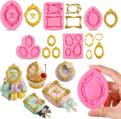 Moldes de silicona para marcos de fotos y decoración de cupcakes