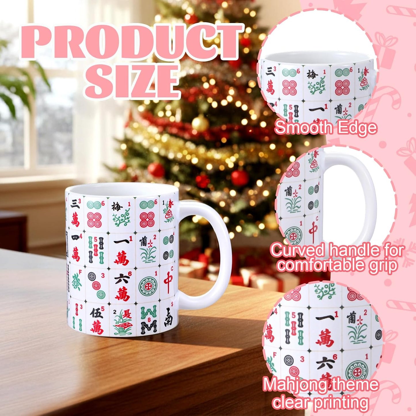 Taza de café de cerámica con temática de Mahjong para mujer