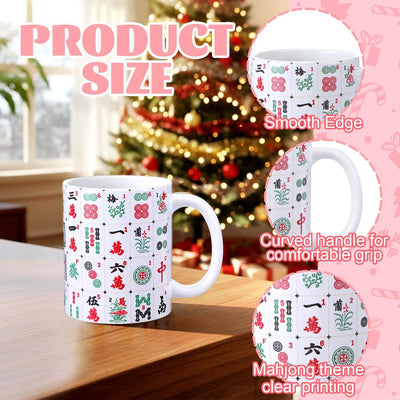 Taza de café de cerámica con temática de Mahjong para mujer