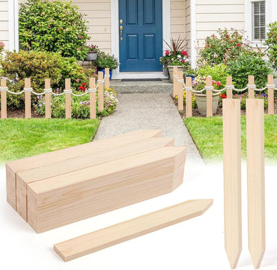 24 Estacas Madera Pino 17pulg Soporte Plantas Cercado Jardín