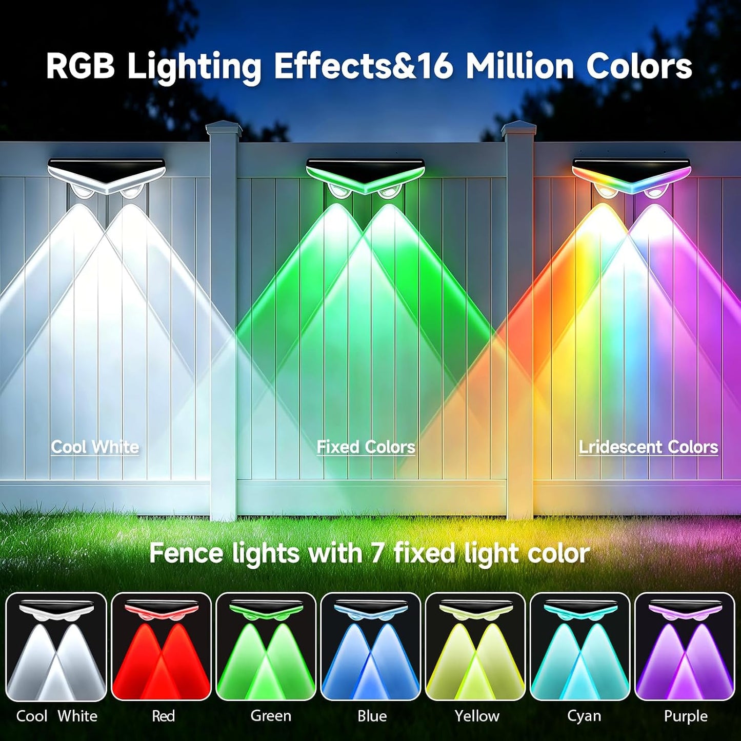 8 Luces Valla Exteriores RGB App Control Remoto IP67