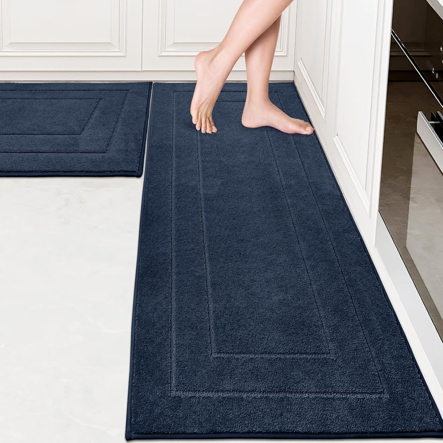 Juego de 2 alfombras de cocina lavables antideslizantes