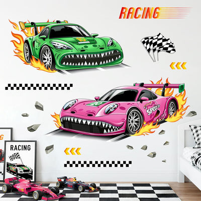 Adhesivos 3D coche racing para niños dormitorio aula