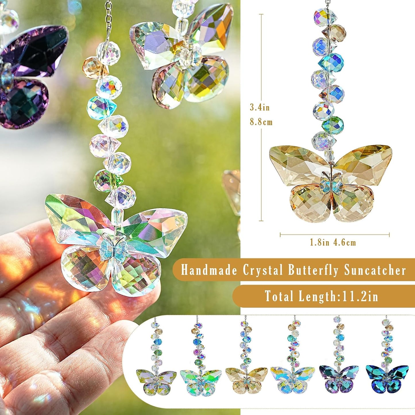 6 Atrapasoles Cristal Arco Iris para Ventana Hogar Boda