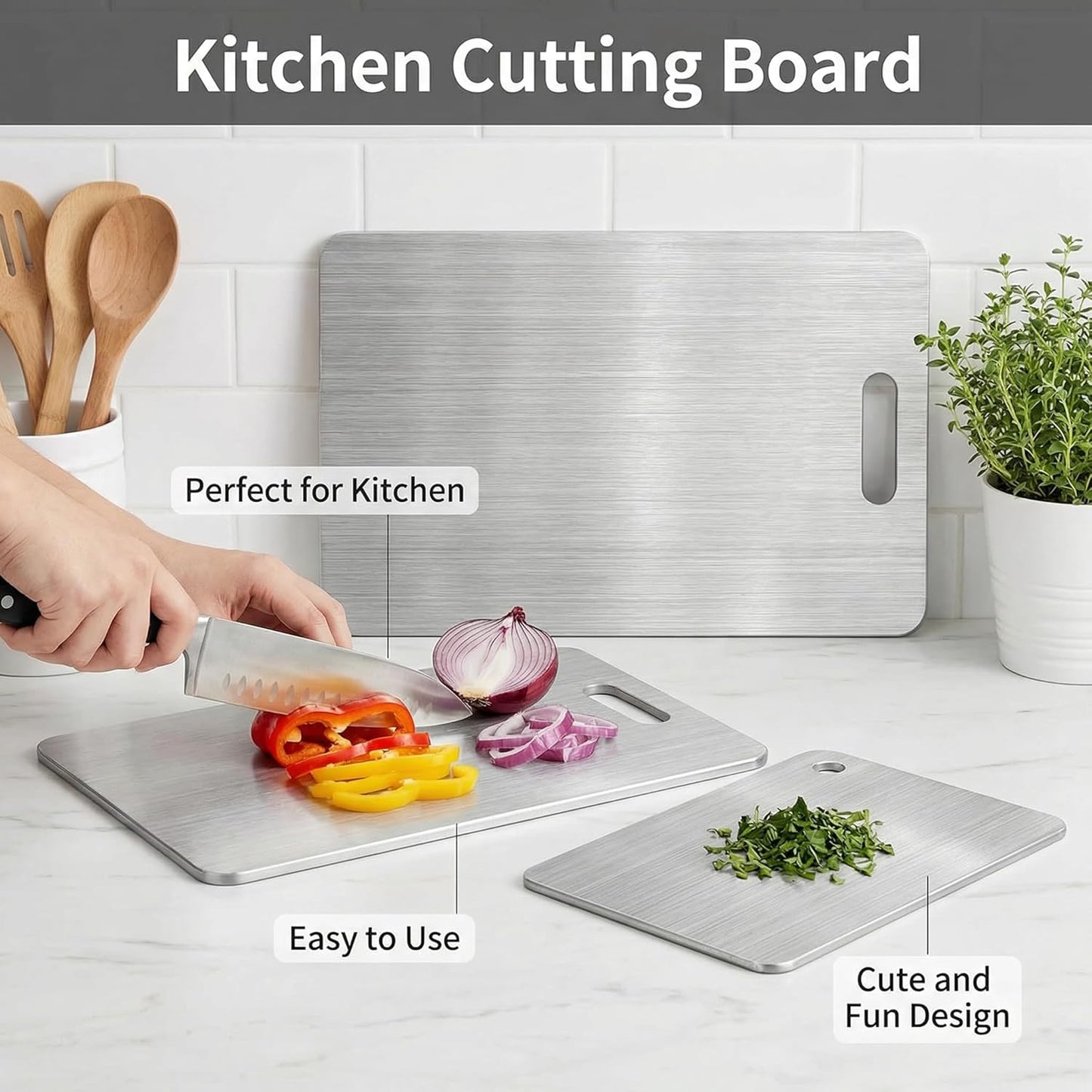 3 Pzas Tabla Cortar Acero Inox Doble Cara Cocina