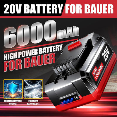 2 Baterías 20V 6.0Ah Repuesto para Herramientas Bauer