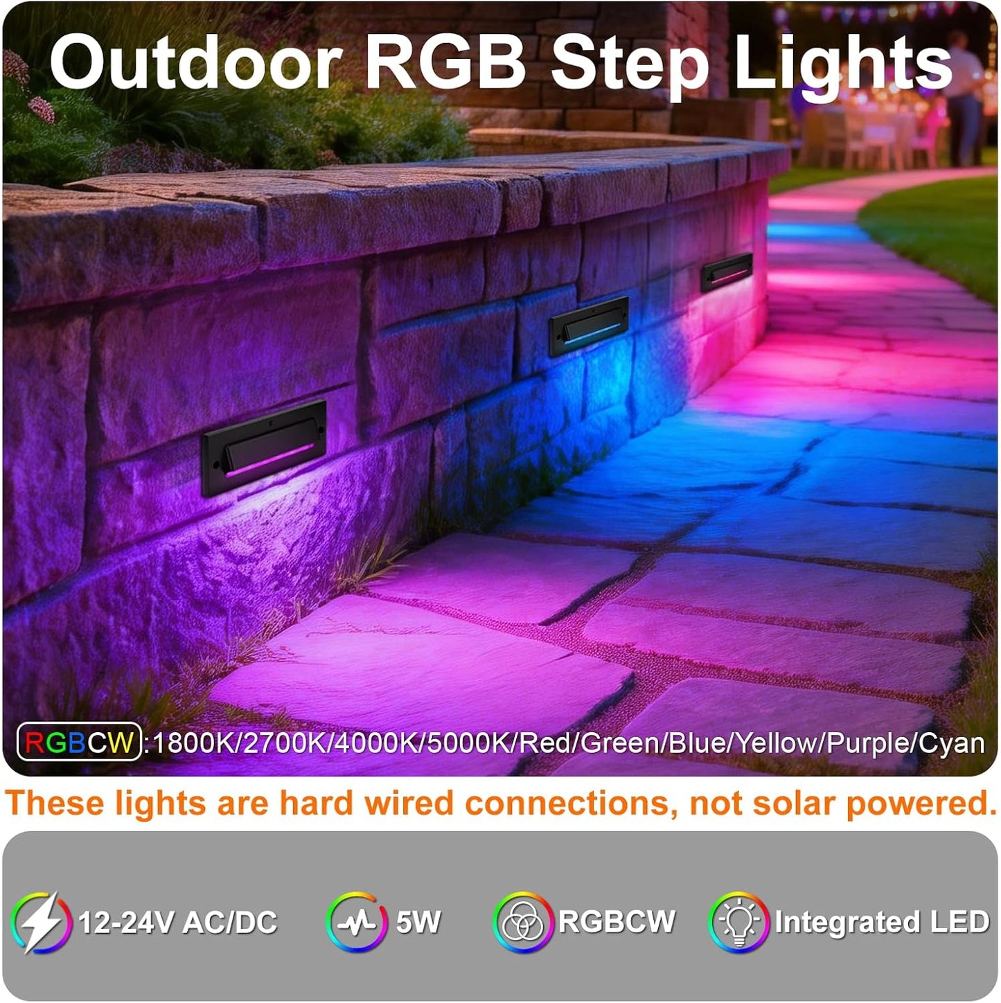 Luces escalera LED RGB 5W 12V para barandilla exteriores