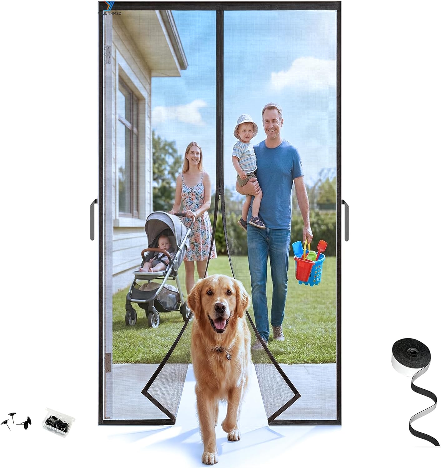 Puerta mosquitera magnética 42x84pulg malla fibra vidrio verano