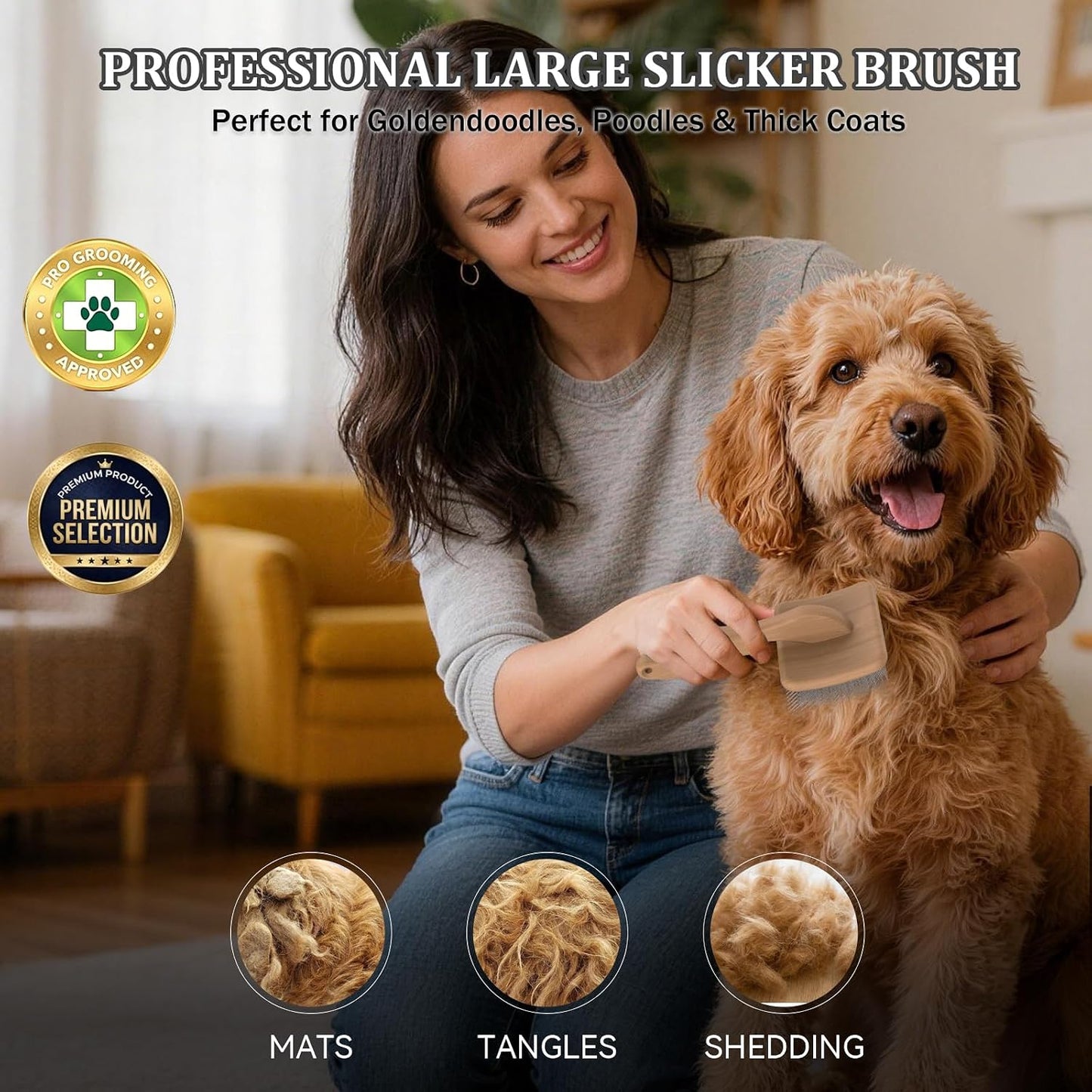 4 Cepillos Perros Pelo Largo Goldendoodles Caniches Desengrasar