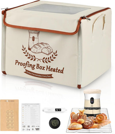 Caja a prueba de pan Coco Bird con ventana y kit masa madre 50 oz control temperatura 55-133 F