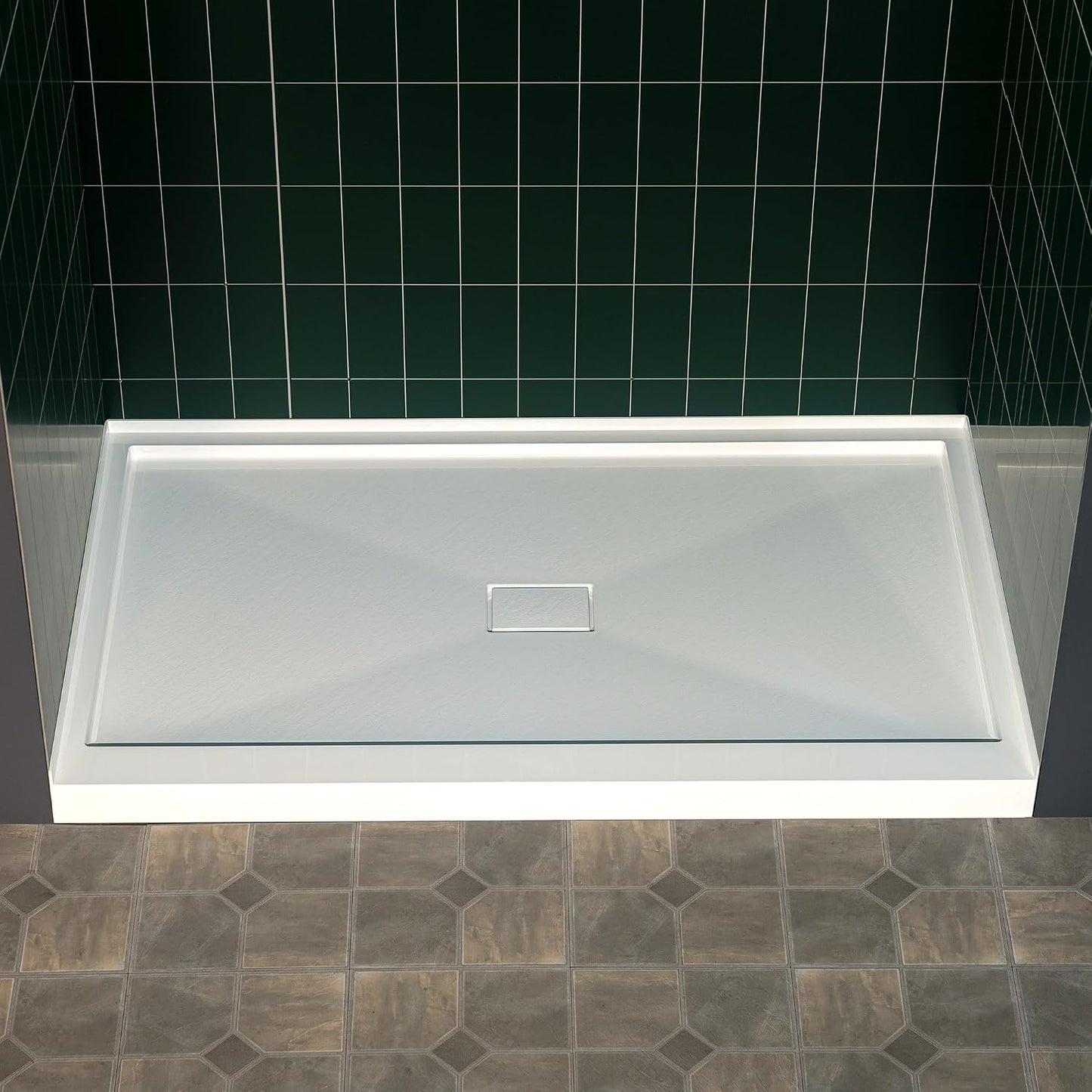 Base ducha 60x36pulg blanco drenaje central antideslizante