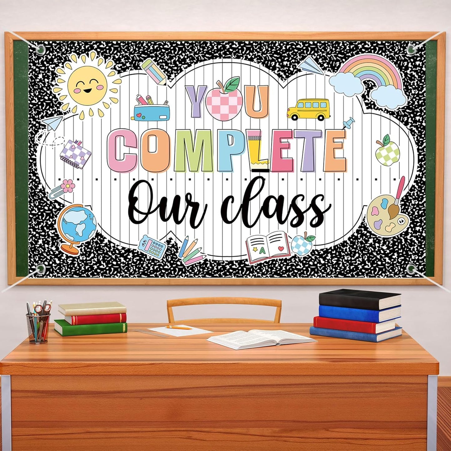 Cuaderno telón 72.8x43.3pulg decoración regreso a clases