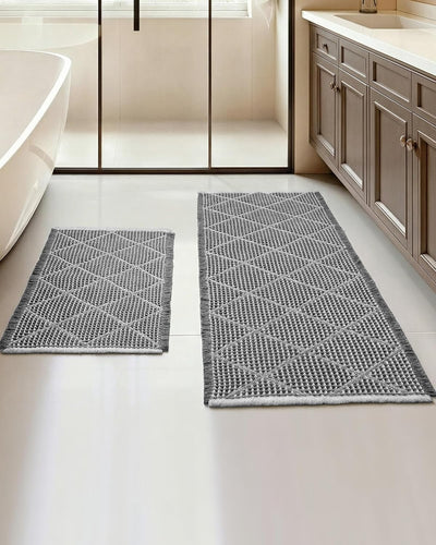 Set 2 Alfombras Baño Antideslizante Absorbente Boho 20x47 18x30