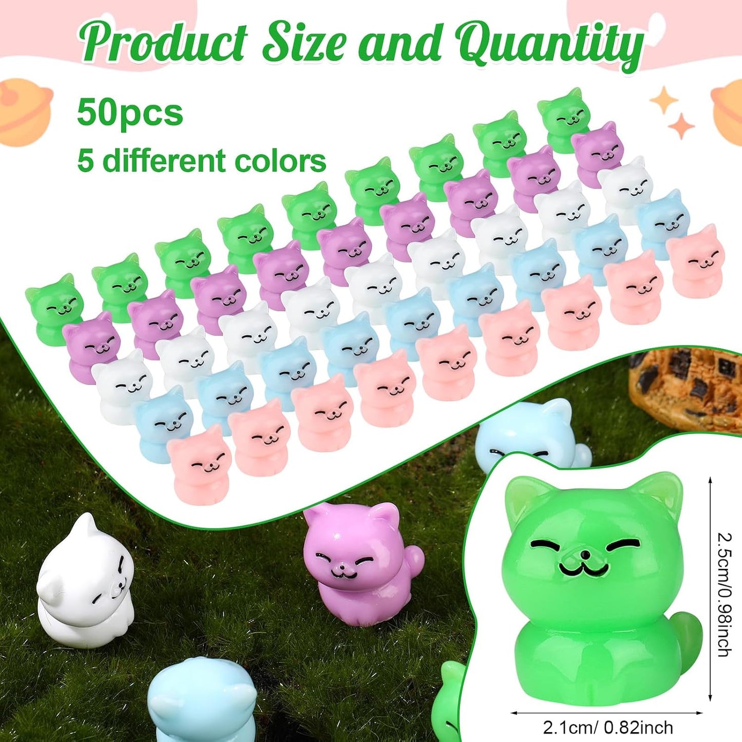 50 Pzas Gatos Resina Mini Figuras Decoración