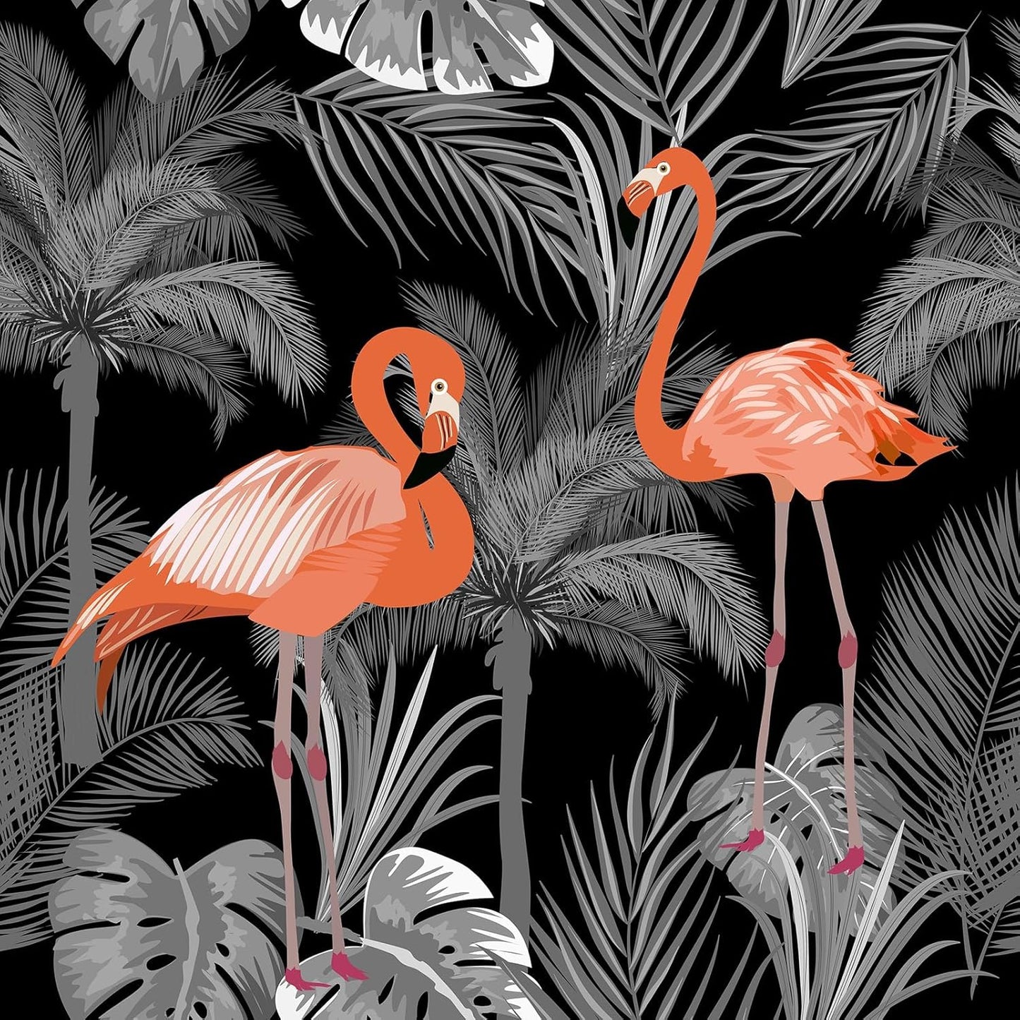 Papel tapiz gris autoadhesivo removible selva tropical