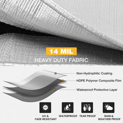 Lona impermeable 15x25ft 14mil con ojales latón reforzada UV