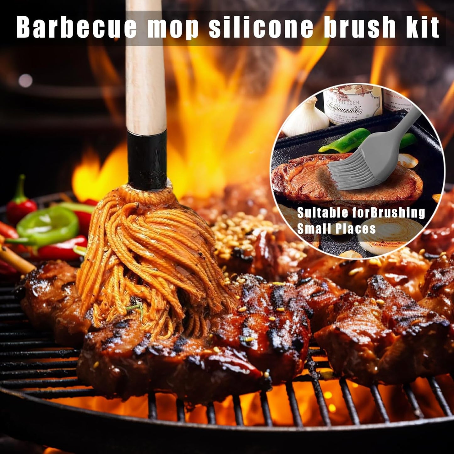 Barbacoa hierro fundido 11en1 cepillos para salsa parrilla camping
