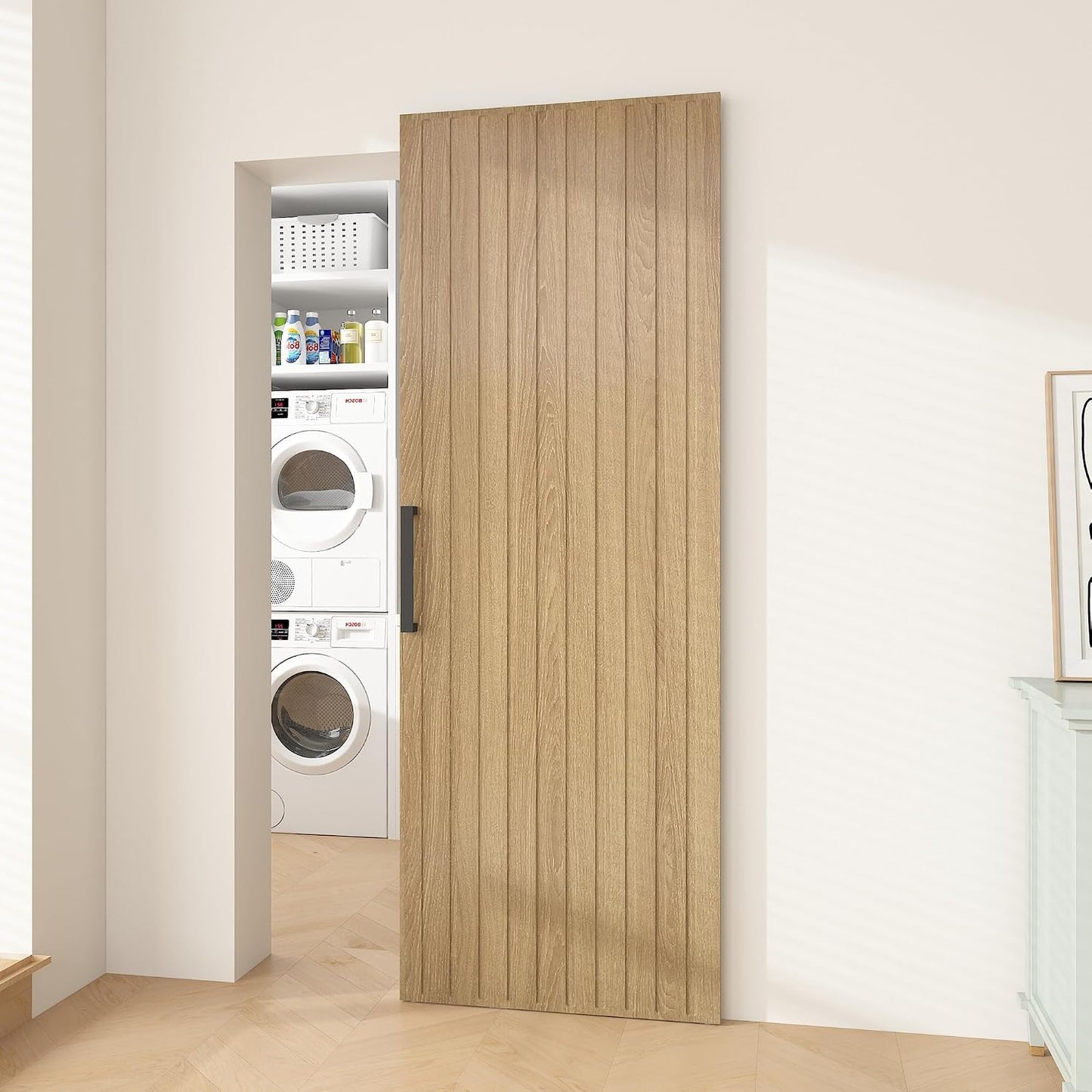 Puerta corrediza granero 30x84pulg kit cierre suave marrón