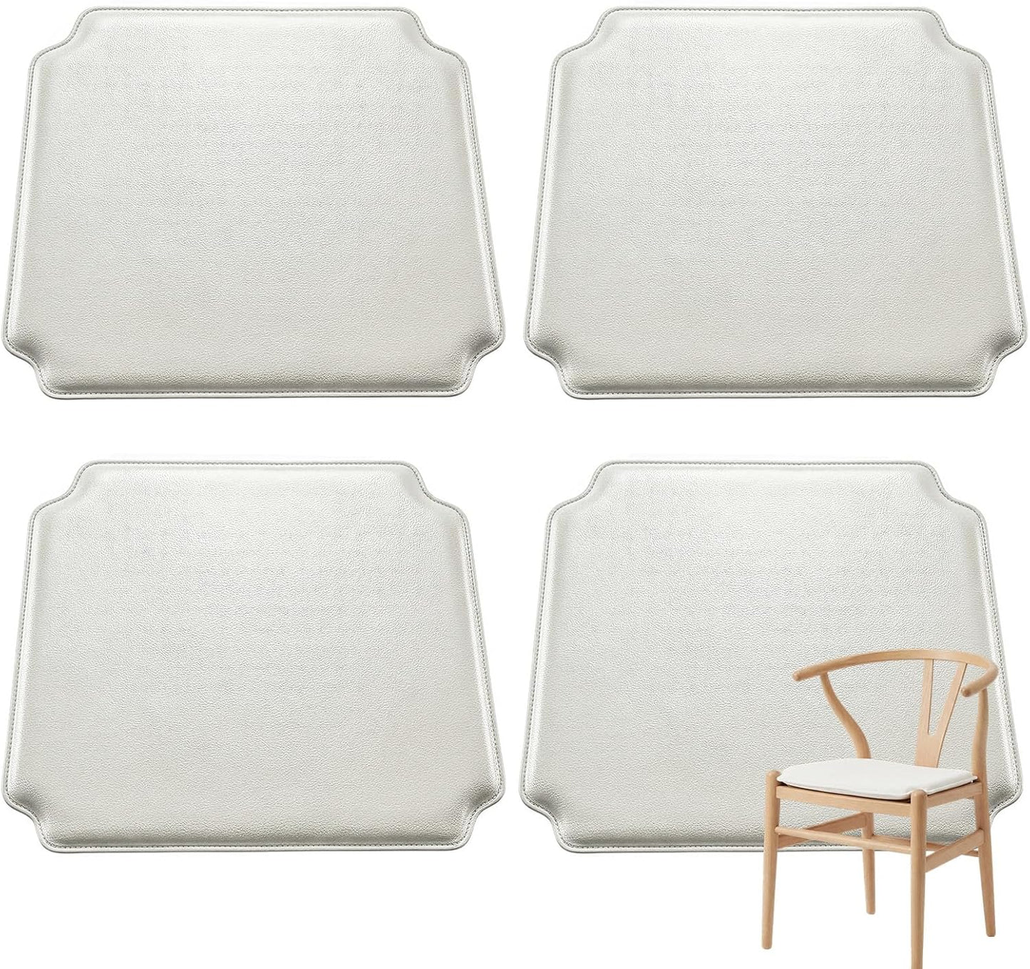 4 Pzas Cojines Silla 18.5x16.5pulg Piel Sintética