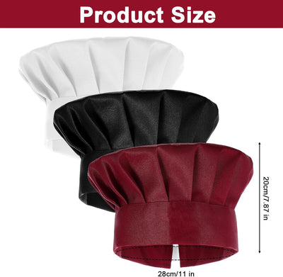 Paquete de 3 sombreros de chef Hibachi elásticos unisex para cocina y fiestas