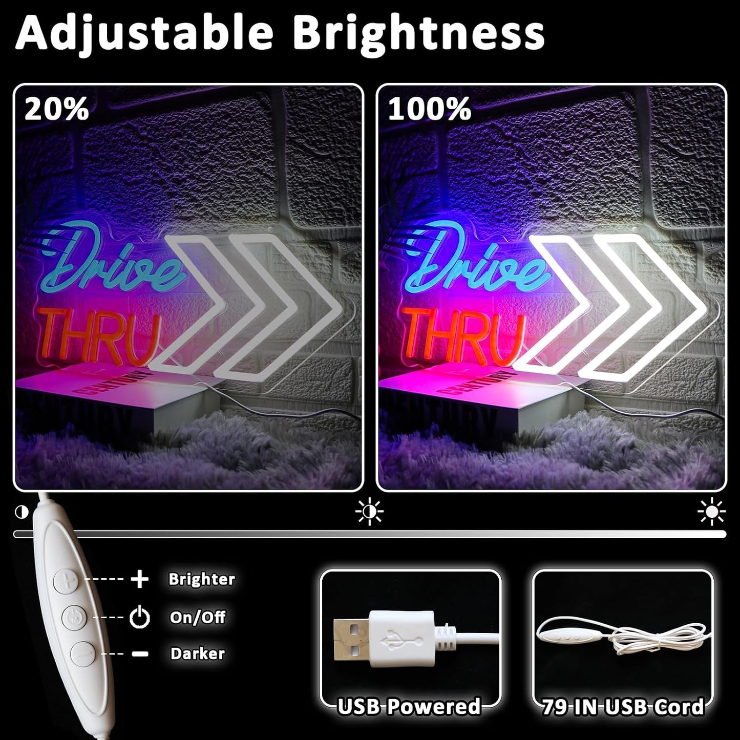 Letrero LED neón regulable 16x8pulg para cafetería bar tienda