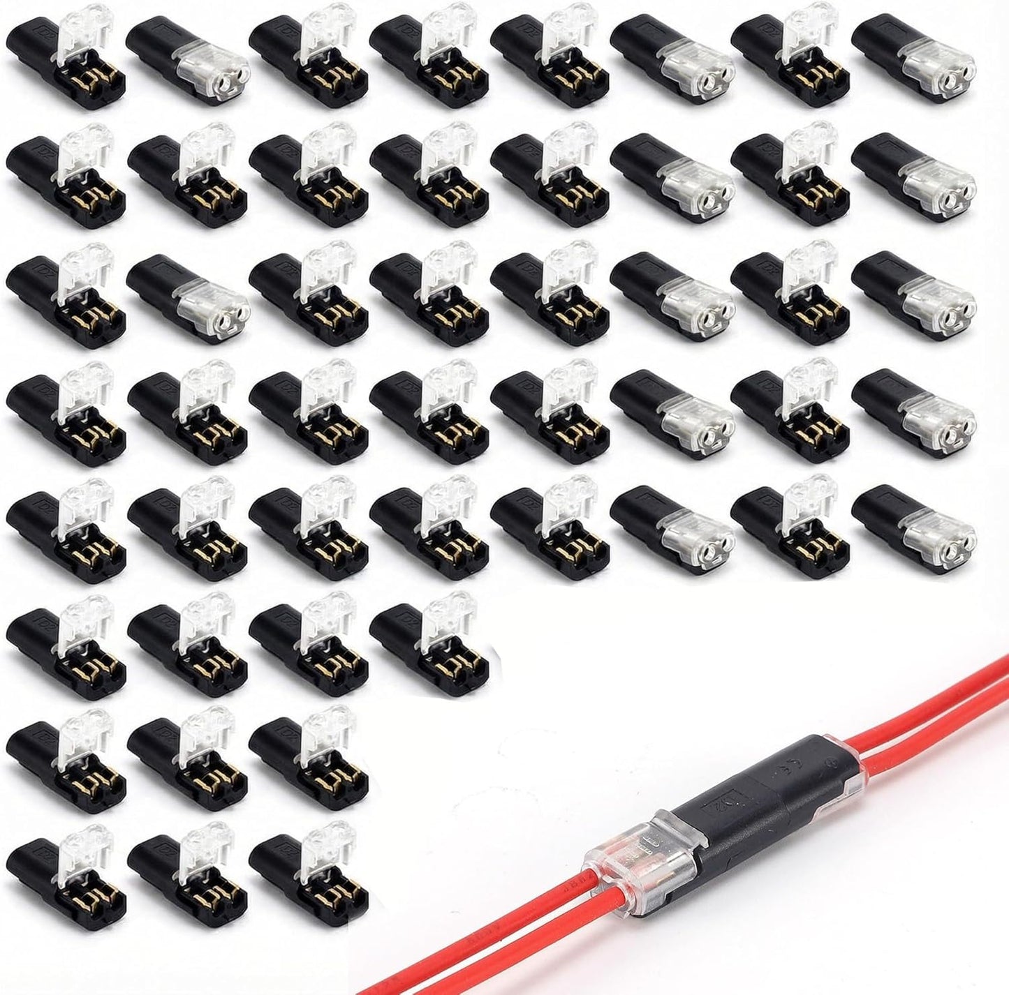 50 Conectores Cable 2 Pines Bajo Voltaje Empalme Rápido