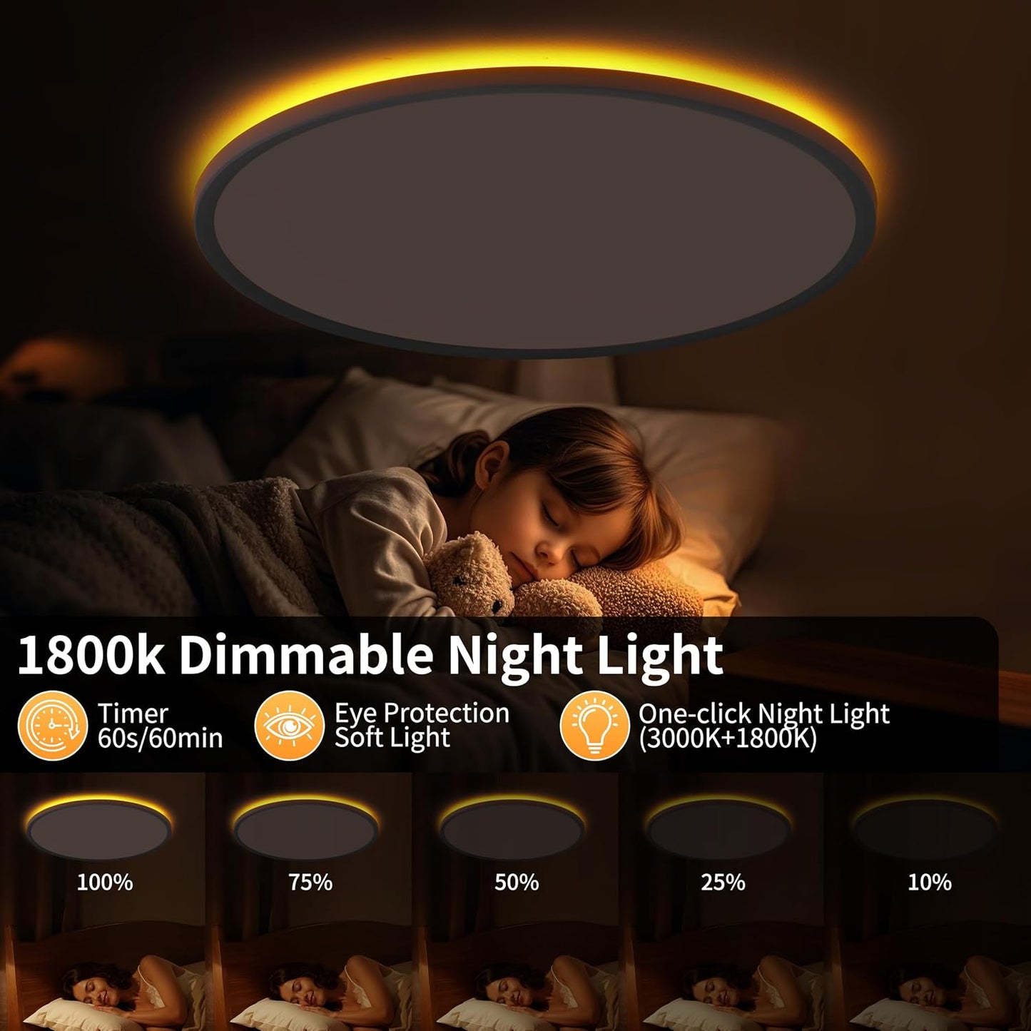 Lámpara techo LED 20pulg control remoto 1800K-6500K