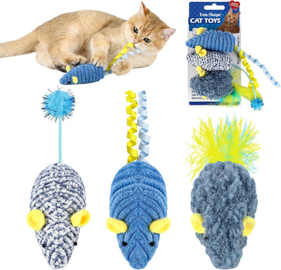 Juguetes ratón gato con hierba gatera pack 3